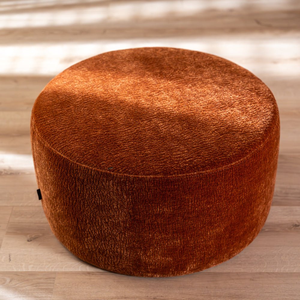 Poef Chloe rond chenille terracotta ø70 cm