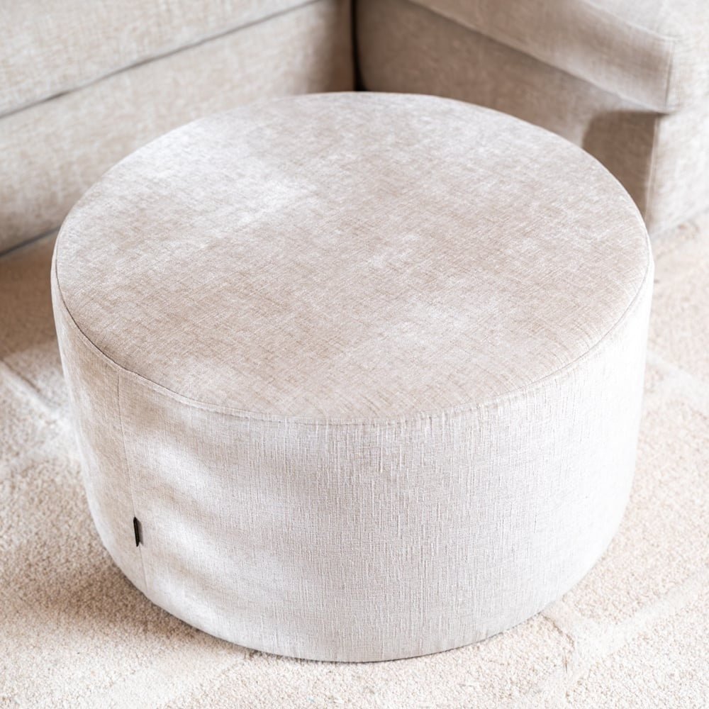 Poef Elle rond chenille sand ø70 cm Beige