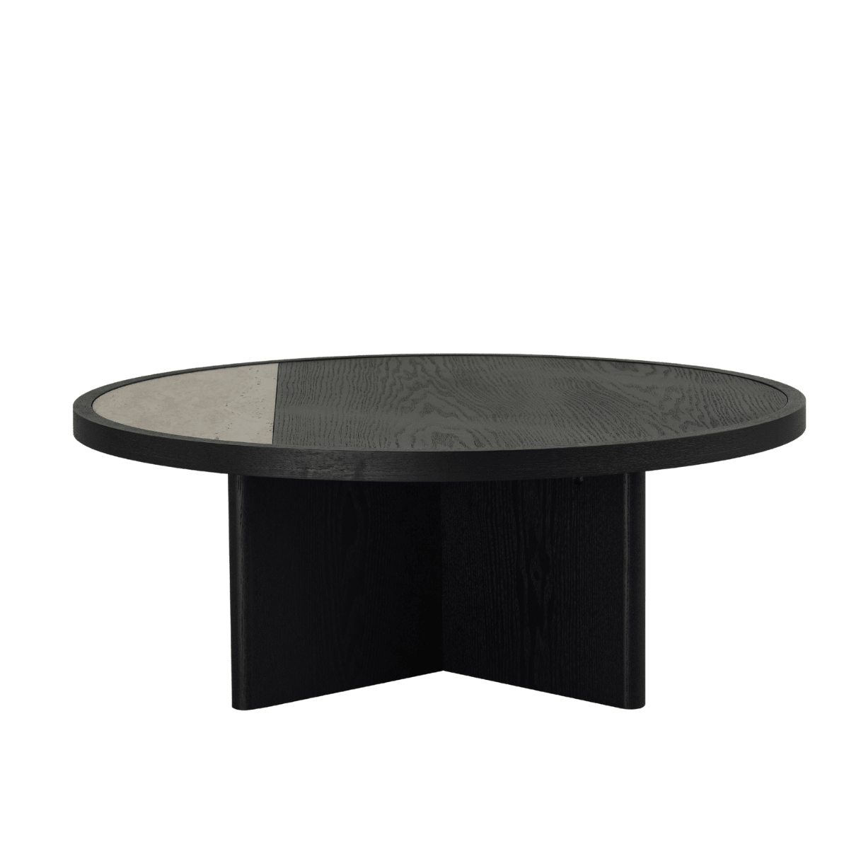 Salontafel Maeva Ø80 cm zwart eiken Eikenfineer