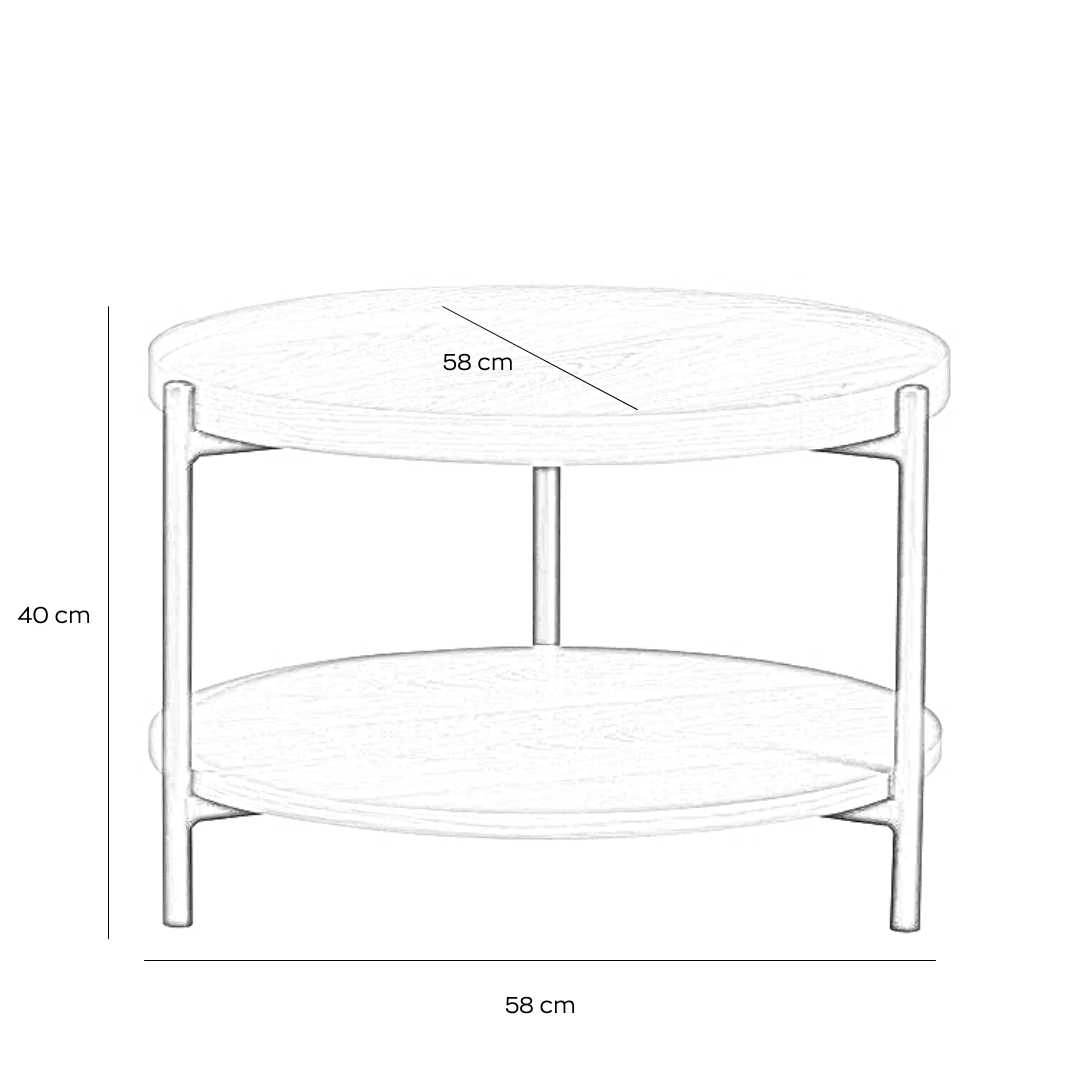 Coffee table Rio Ø58 cm white oak MDF + oak veneer