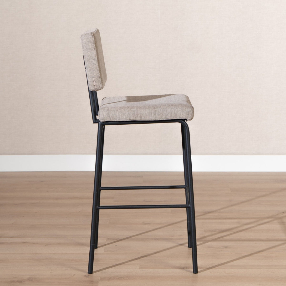Scandinavian bar stool Espen taupe recycled fabric 64-77 cm Recycled polyester 47 cm wide