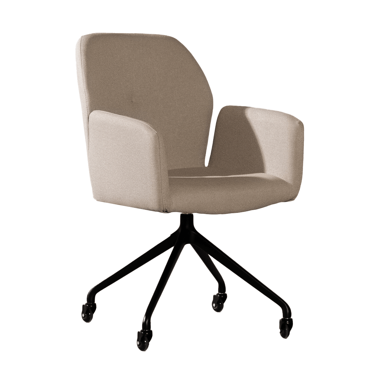 Scandinavian dining room chair on wheels Runa recycled fabric taupe - image 13