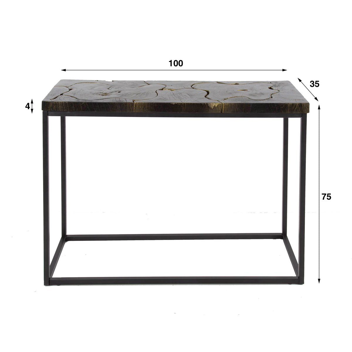 Dressing table Minette DH Interior Black & gold LxWxH 104x40x13 Teak White photo size indication