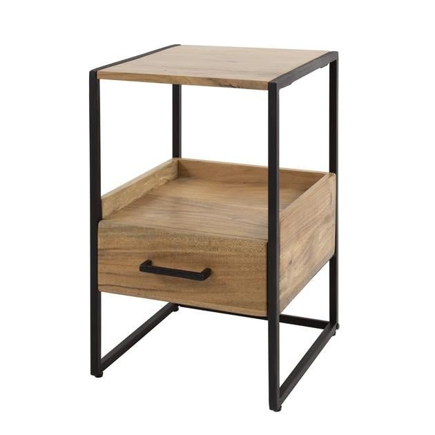 Bedside table Paul DH Interior Acacia LxWxH 60x39x28 Acacia wood White photo diagonal front view