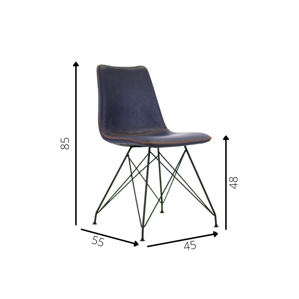 Dining room chair Viano Dimehouse Blue LxWxH 64x61x52 Faux leather White photo size indication