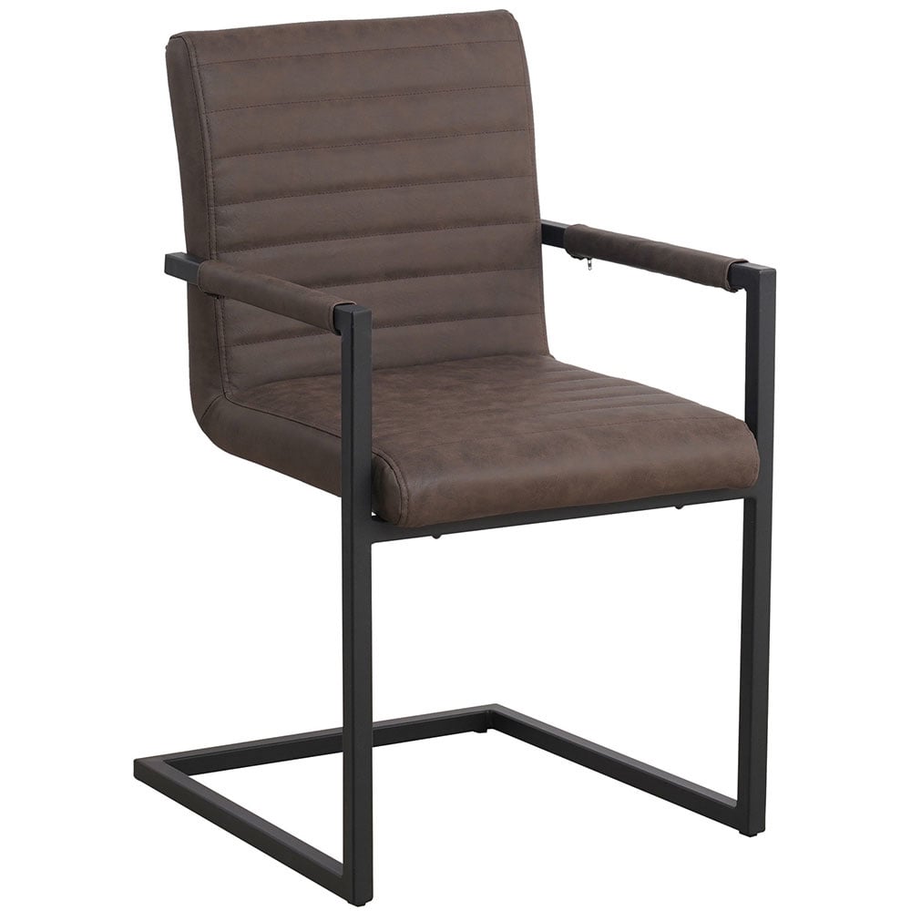 Dining room chair Kuba Dimehouse Taupe LxWxH 71x59x58 Faux leather White photo diagonal front view
