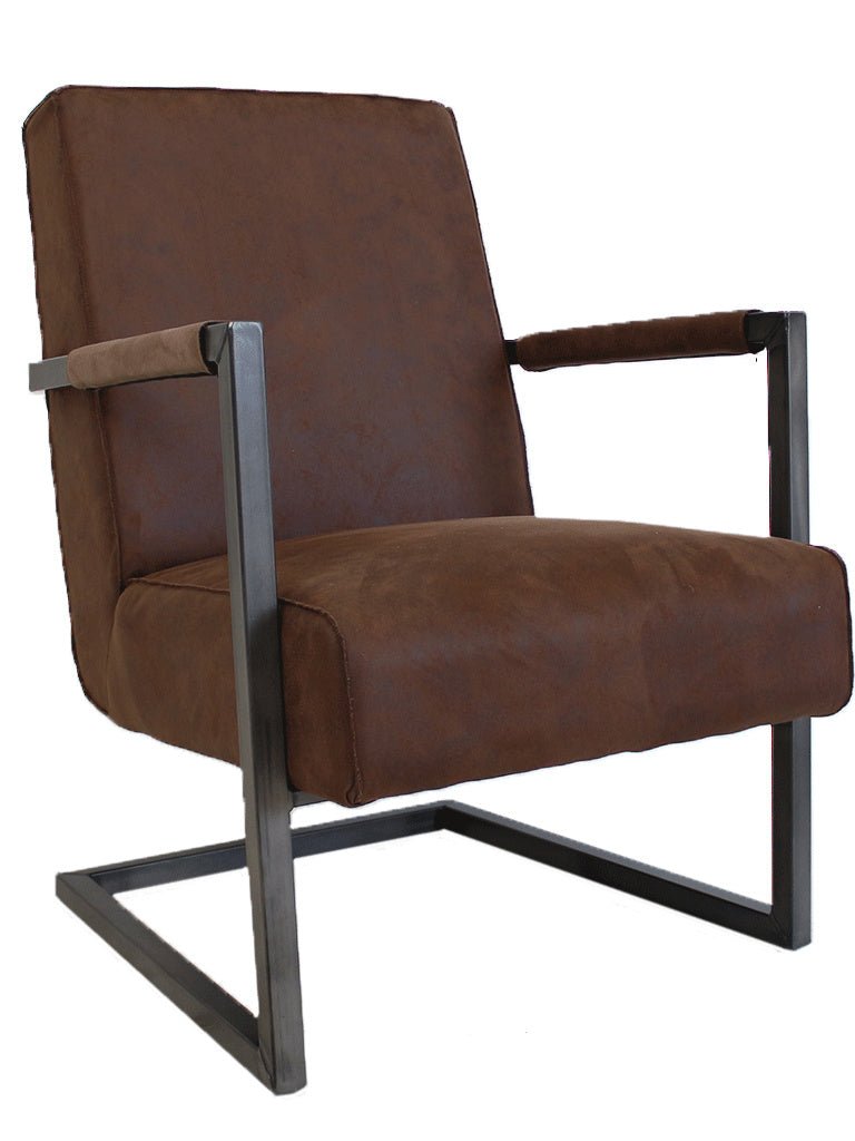 Armchair Tiger Dimehouse Brown LxWxH 69x58x41 Eco-leather White photo diagonal front view