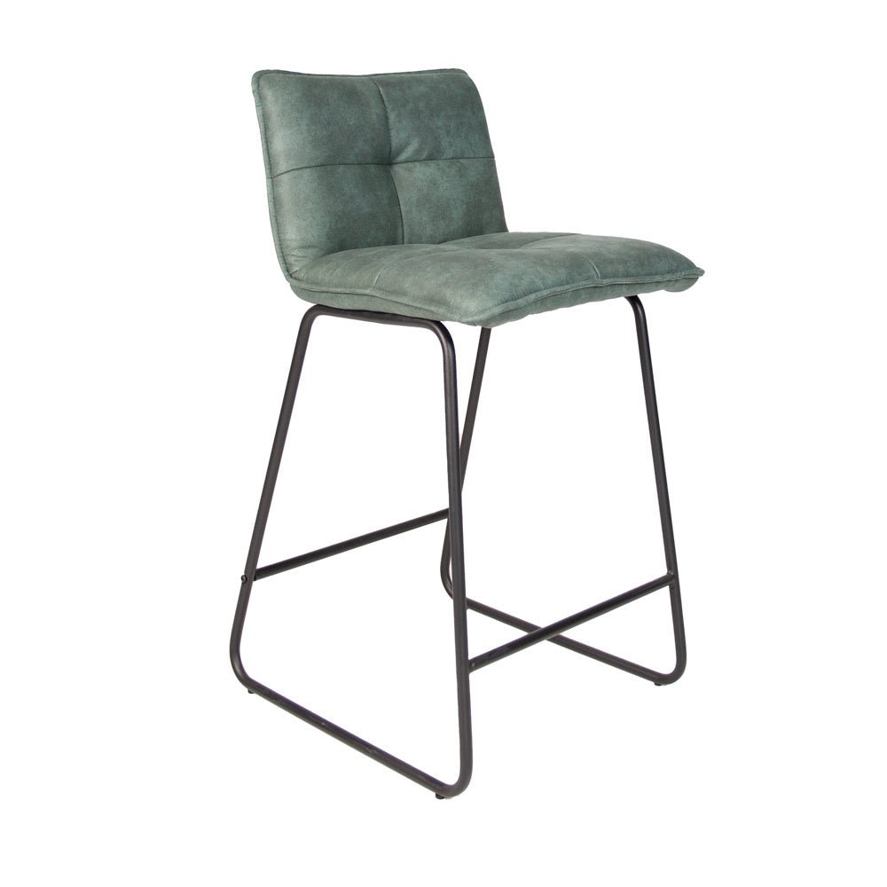 Bar stool Jelle Dimehouse Green LxWxH 63x56x49 Microfiber White photo diagonal front view