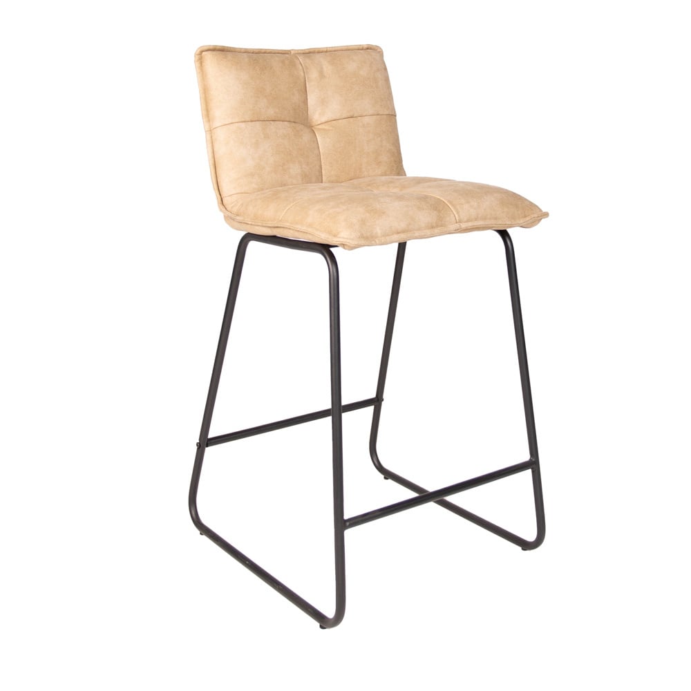Bar stool Jelle Dimehouse Champagne LxWxH 63x56x49 Microfiber White photo diagonal front view