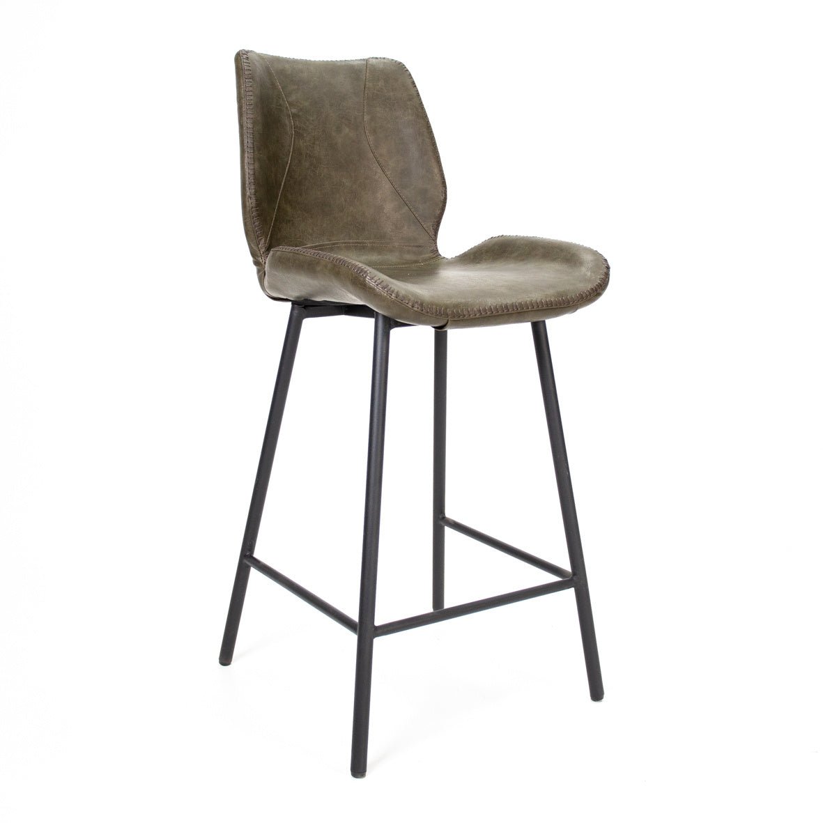 Bar stool Beau artificial leather Dimehouse Green LxWxH 84x54x52 Faux leather White photo diagonal front view