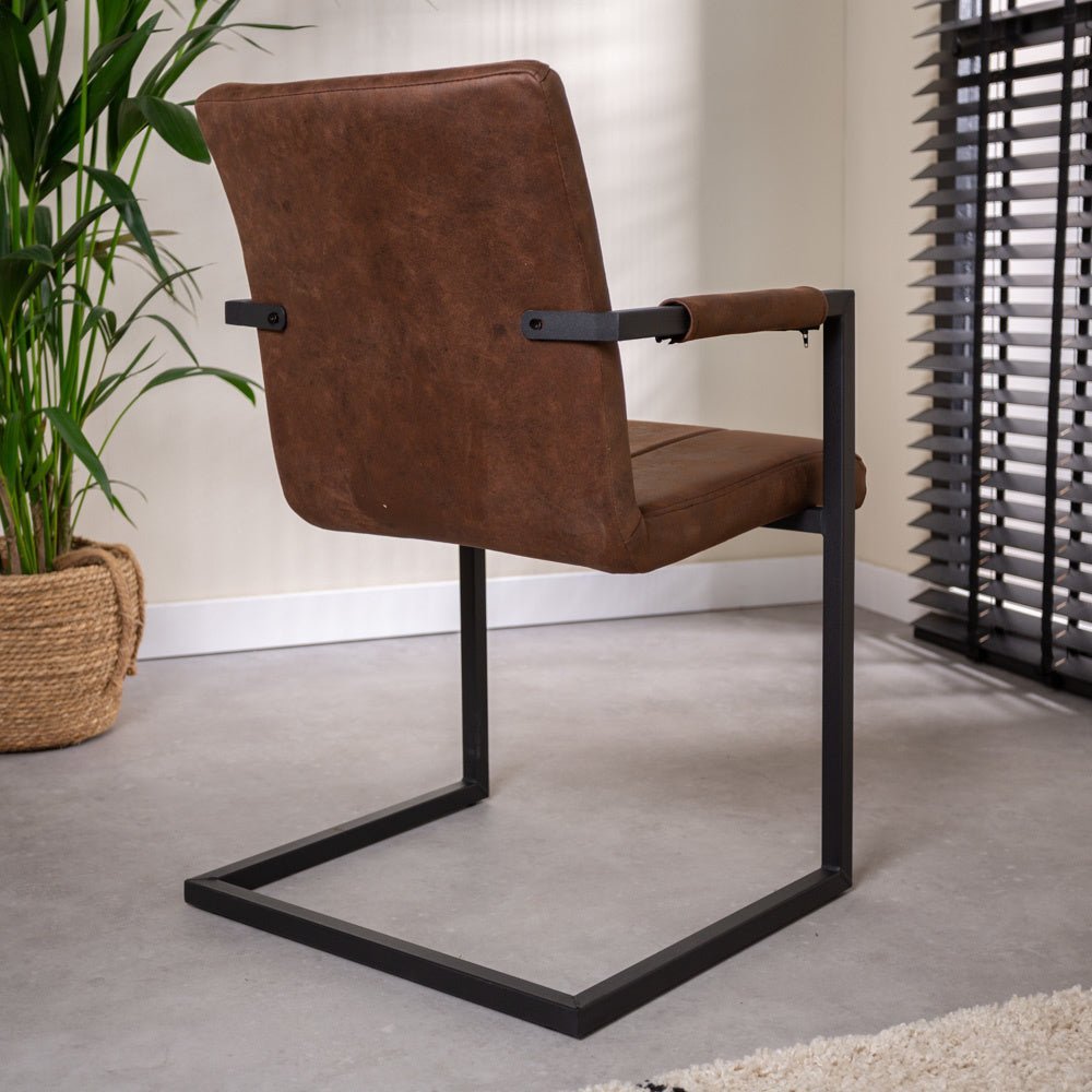 Dining room chair Jackson Dimehouse Brown LxWxH 71x58x54 Fabric Atmospheric photo diagonal rear view