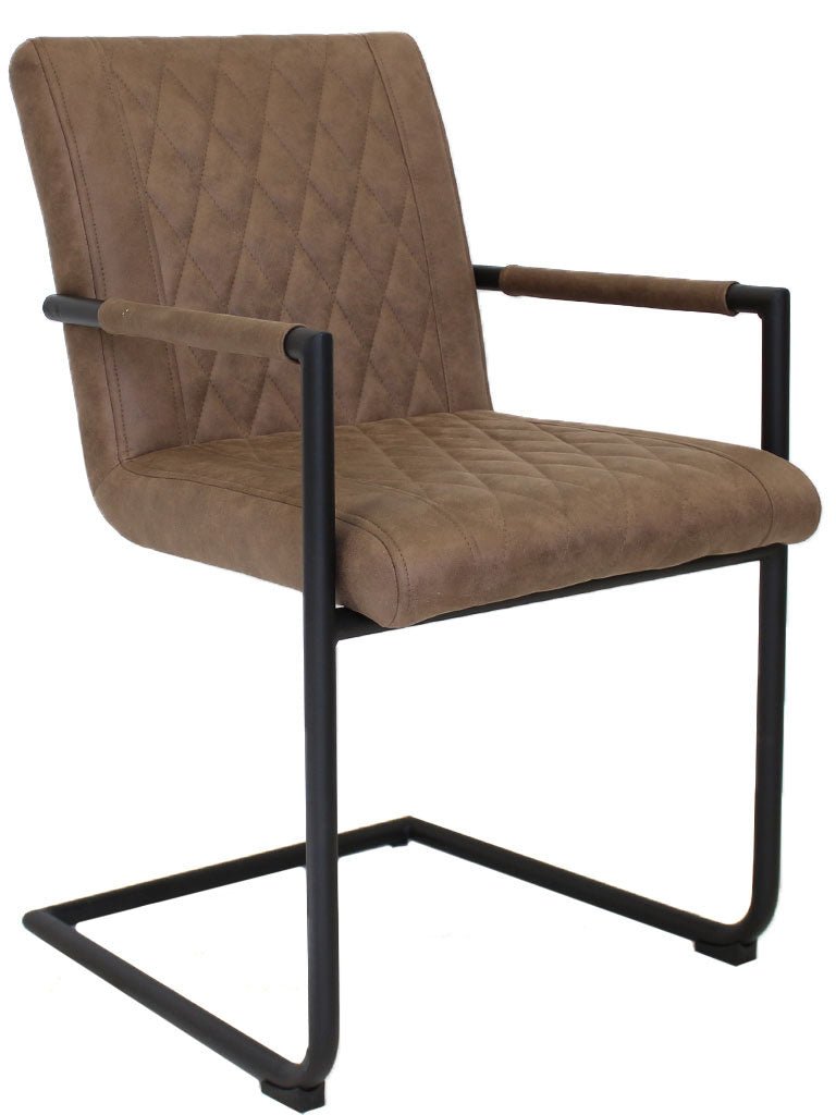 Dining room chair Dean Dimehouse Taupe LxWxH 70x58x57 Fabric White photo diagonal front view