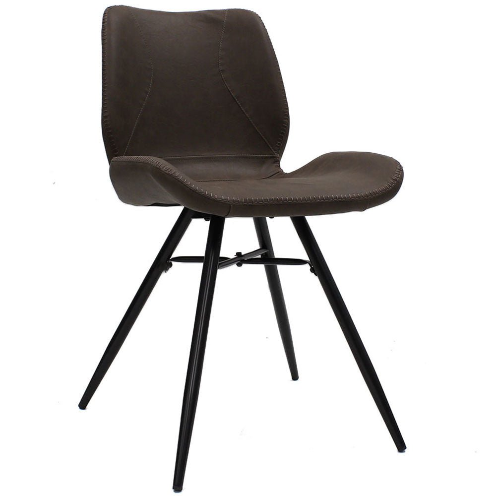 Dining room chair Beau artificial leather Dimehouse Taupe LxWxH 72x68x50 Faux leather White photo diagonal front view