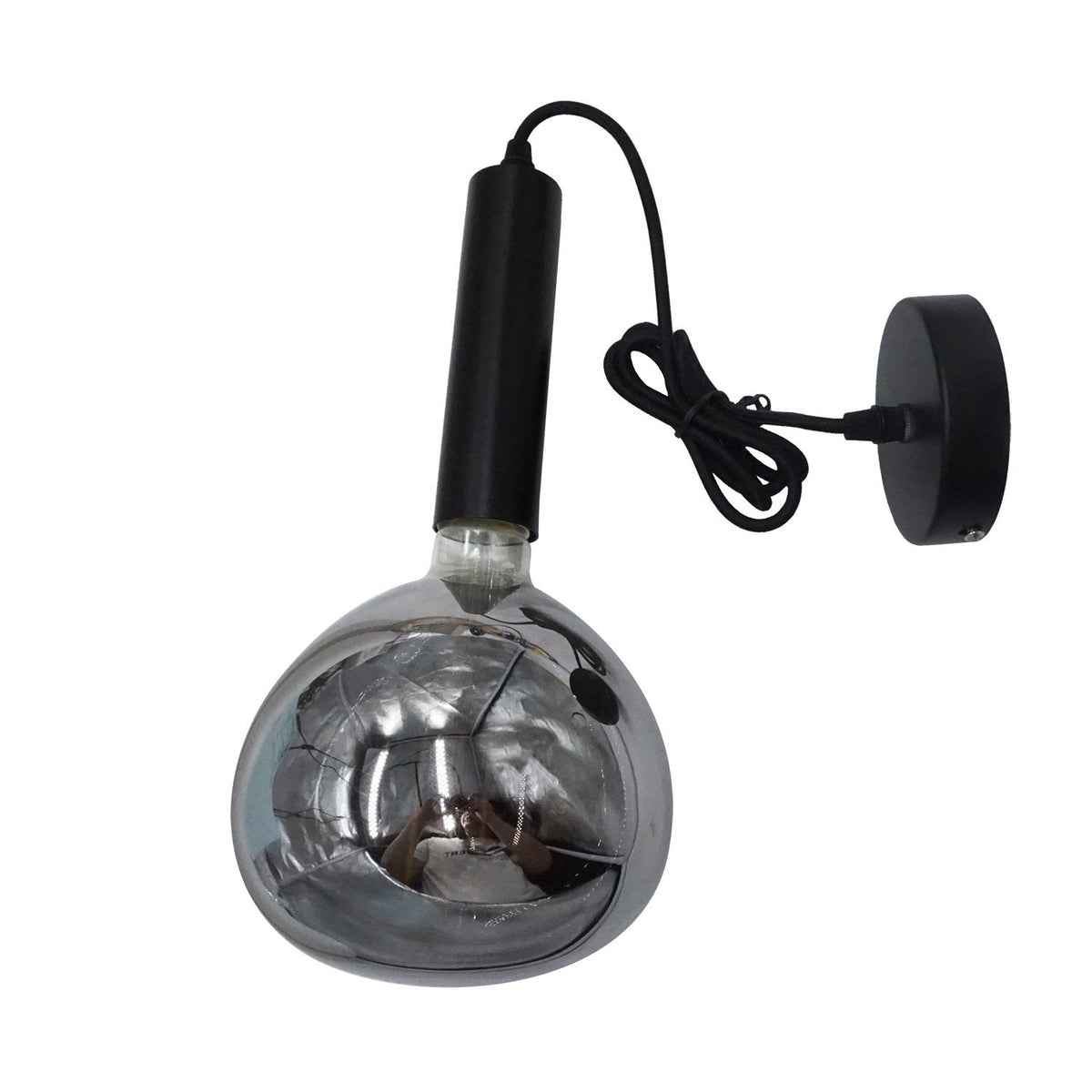 Hanging lamp Katie Smokey Dimehouse Anthracite LxWxH 29x22x21 Glass White photo diagonal front view