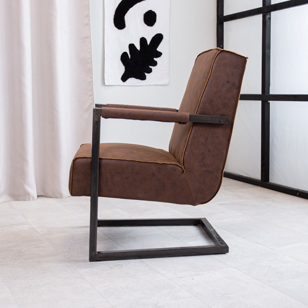 Armchair Tiger Dimehouse Brown LxWxH 69x58x41 Eco-leather Atmospheric photo side view