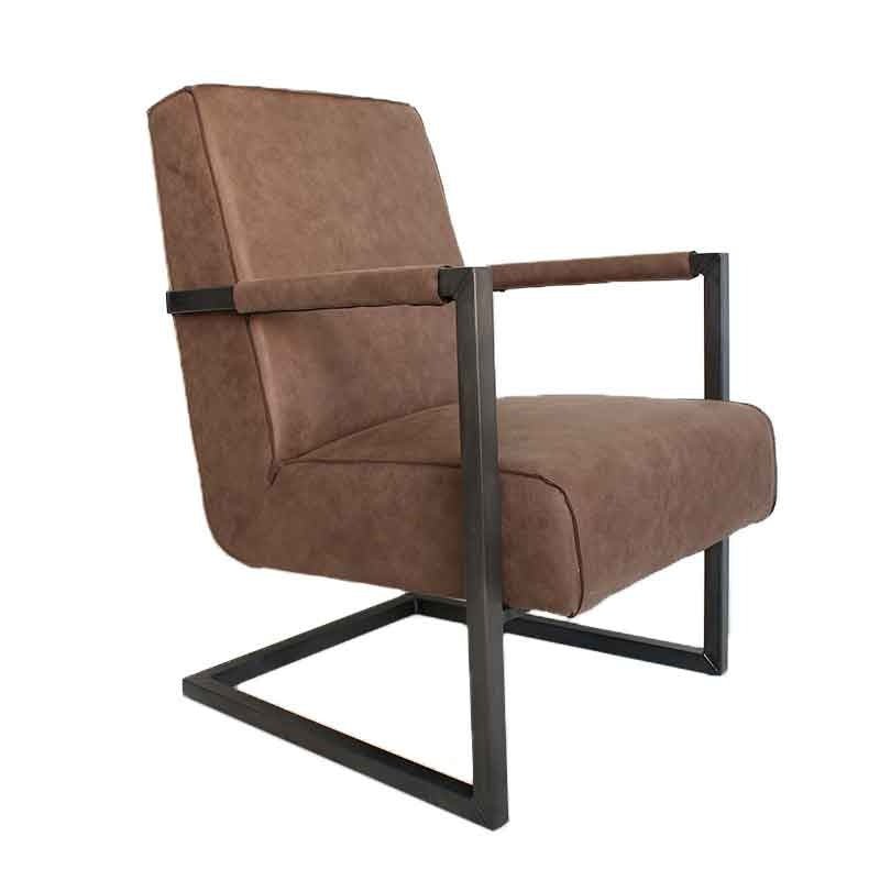 Armchair Tiger Dimehouse Taupe LxWxH 69x58x49 Eco-leather White photo diagonal front view