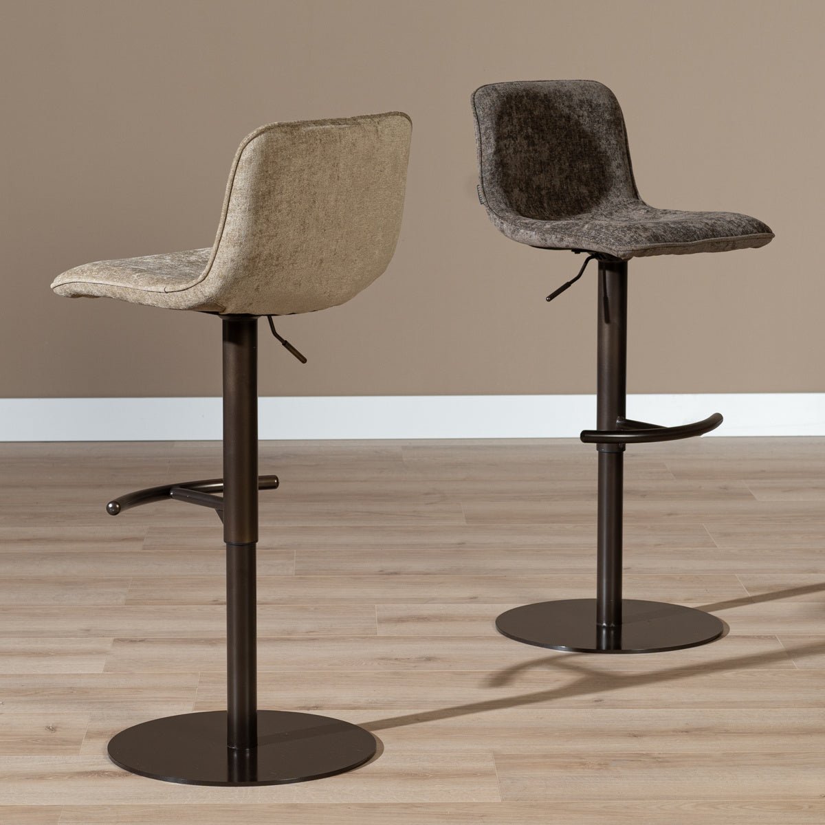 Velvet bar stool Jack taupe 60-82 cm, 45 cm wide