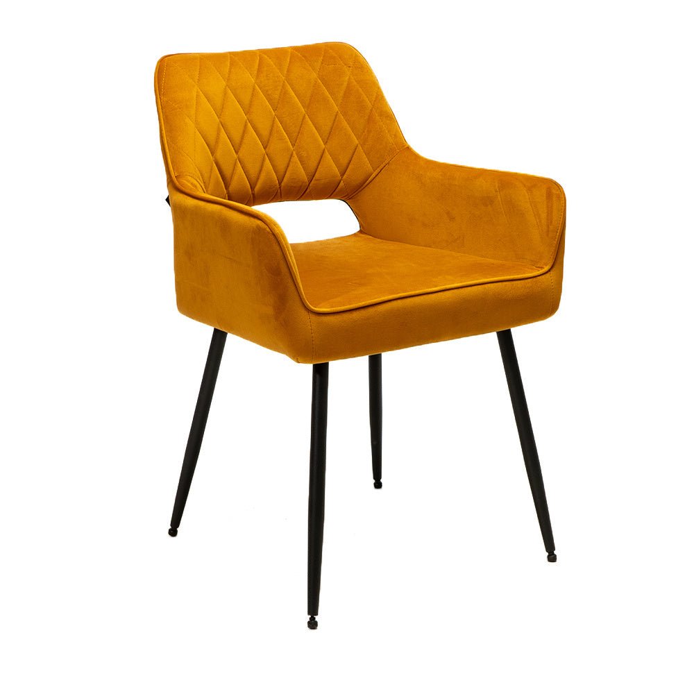 Velvet dining room chair Mika ocher yellow - image 5