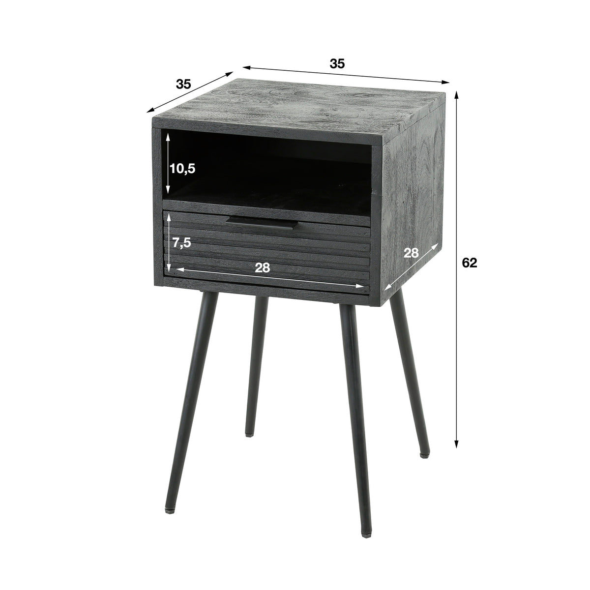 Bedside table Hazel DH Interior Mango LxWxH 41x41x31 Mango wood White photo size indication
