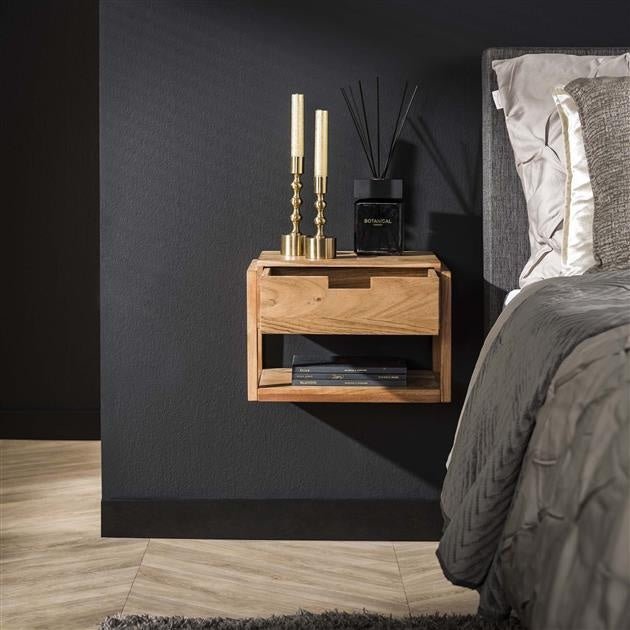 Bedside table Mitchel DH Interior Acacia Acacia wood Ambient photo front view