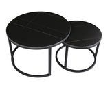 Coffee table Trevor Black Dimehouse Black LxWxH 80x80x13 Sintered stone White photo front view