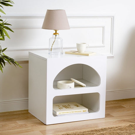 Bedside tables - Bedside table Lorin White Melamine 50x50x38 cm - Dimehouse