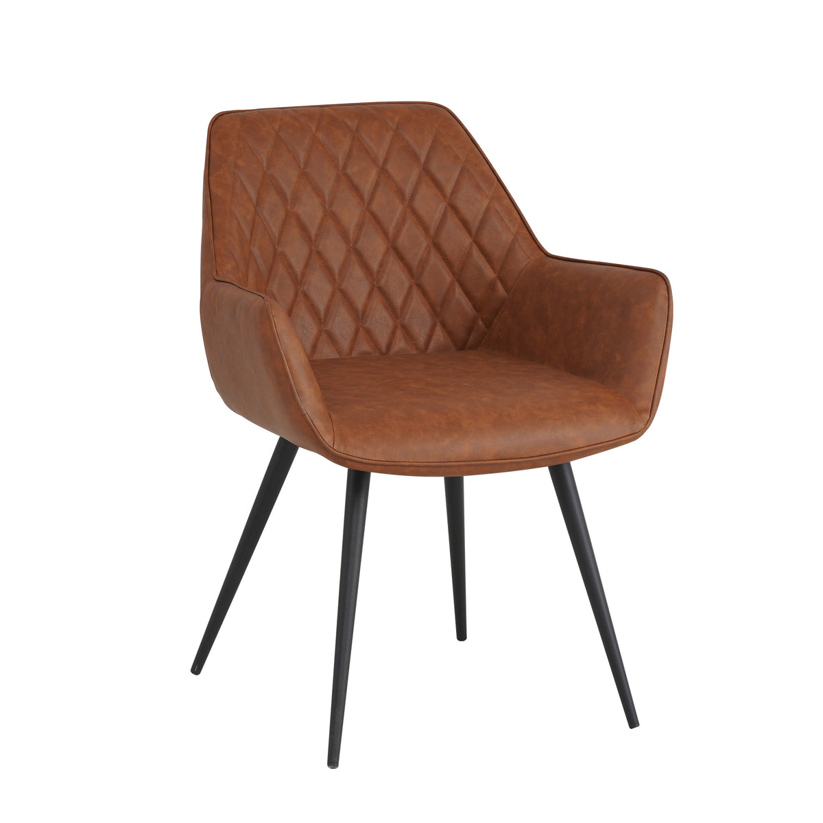 Dining room chair Cara Dimehouse Cognac LxWxH 78x65x57 Faux leather White photo diagonal front view