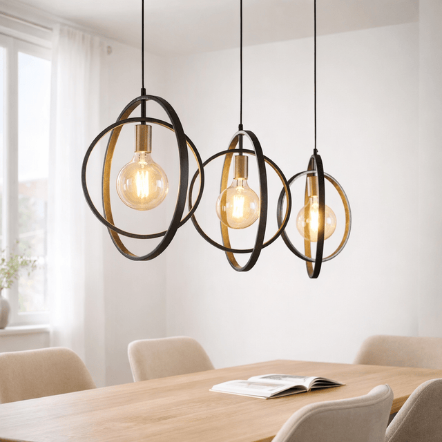 Hanging lamps - Hanging lamp Industrial - black - round metal - Otan 3 - light - Dimehouse