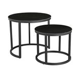 Coffee table Paige Black Dimehouse Black LxWxH 57x56x53 Sintered stone White photo diagonal front view