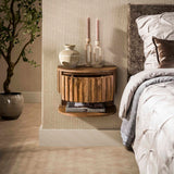 Bedside tables-Bedside table Ridge floating with open sand box Mango wood 40x35x30 cm -Dimehouse