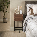 Bedside table - Bedside table with 1 drawer brown acacia wood Lani - Dimehouse