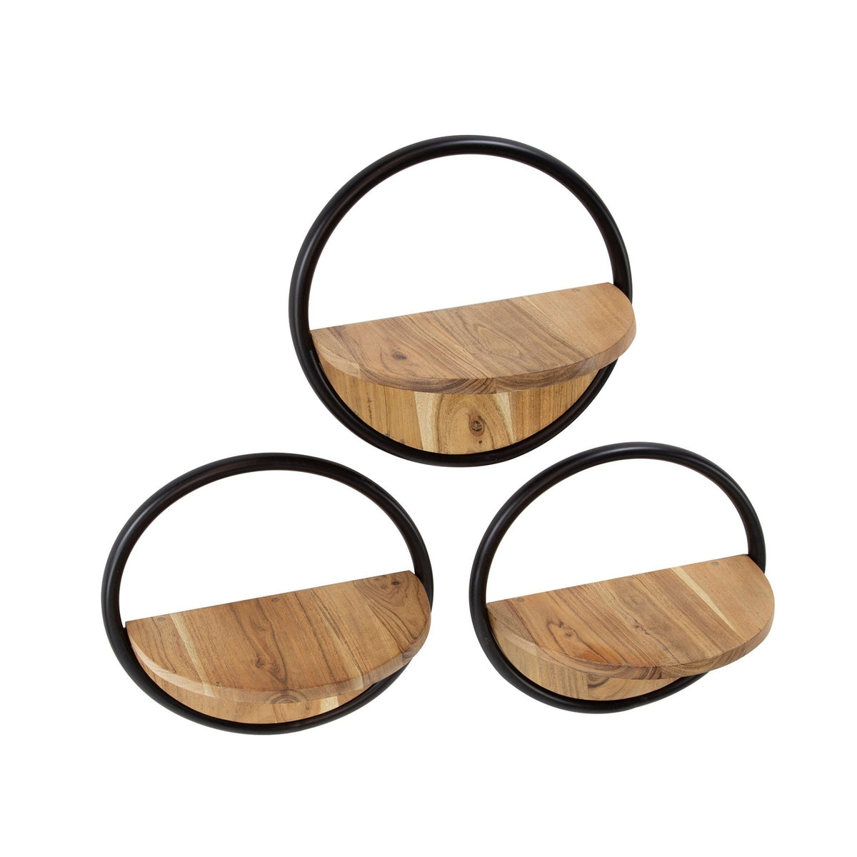Wall shelves - Wall shelf Round Ø35 Solid Acacia wood set of 3 - Dimehouse