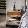 Bedside Tables - Floating Bedside Table Ian Acacia Wood with Drawer and Shelf - Dimehouse
