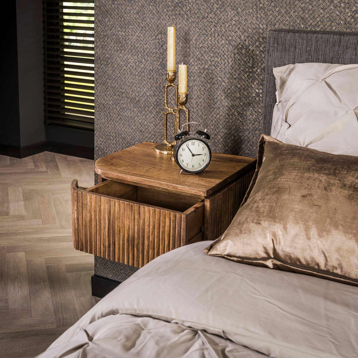 Bedside Tables - Floating Bedside Table Maria Set of 2 Mango wood - Dimehouse
