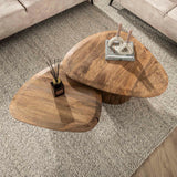 Coffee Tables - Mango Cove Triangular Coffee Table Set of 2 Solid Mango Sand - Dimehouse