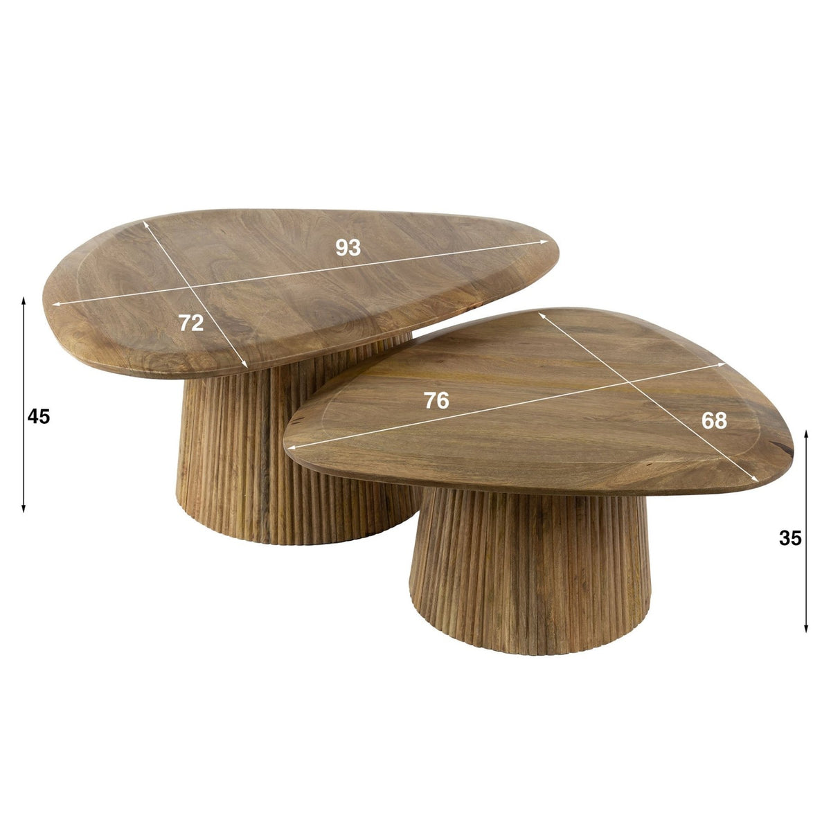 Coffee Tables - Mango Cove Triangular Coffee Table Set of 2 Solid Mango Sand - Dimehouse