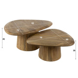 Coffee Tables - Mango Cove Triangular Coffee Table Set of 2 Solid Mango Sand - Dimehouse