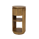 Bedside tables - Lio Round bedside table Mango wood Sand 1 Drawer - Dimehouse