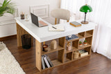 Desks - Vesper Study desk 130x120 cm white pine wood White Atlantic Pine Melamine - Dimehouse