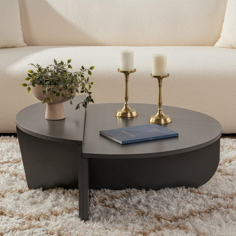 Coffee tables - Round Coffee Table Anthracite Melamine 85 cm Orin - Dimehouse
