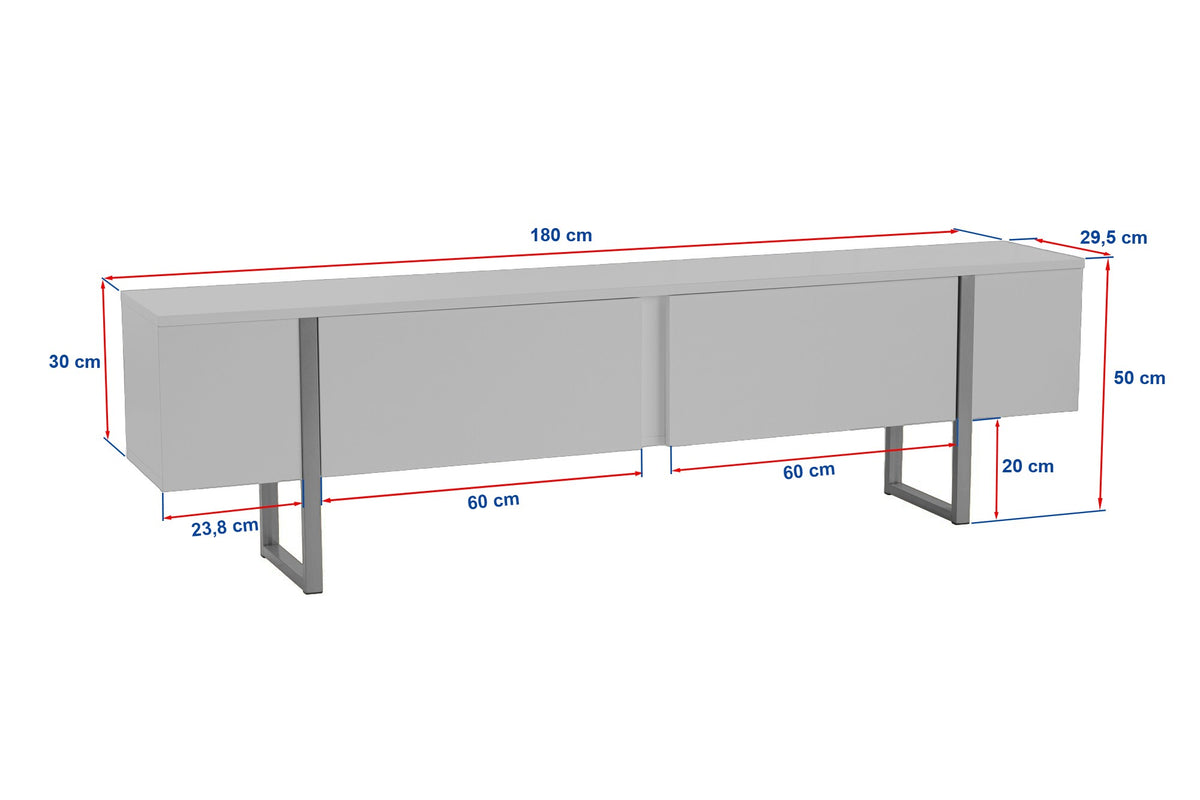 TV Furniture - TV Furniture Black Melamine black frame 180x50x29.5 cm - Blitz - Dimehouse