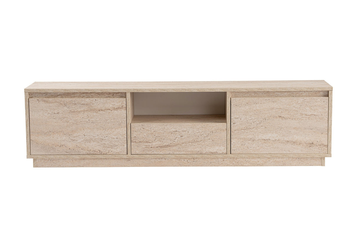 TV Furniture - TV Furniture Japandi Travertine Melamine - three cabinets - 160x42x29.5 cm - Flare - Dimehouse