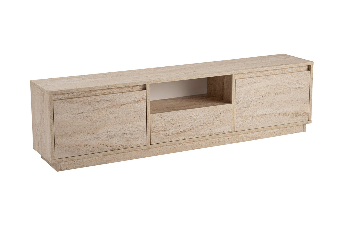 TV Furniture - TV Furniture Japandi Travertine Melamine - three cabinets - 160x42x29.5 cm - Flare - Dimehouse
