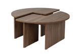 Coffee tables - Round Coffee Table Moari Walnut Melamine 90 cm - Dimehouse