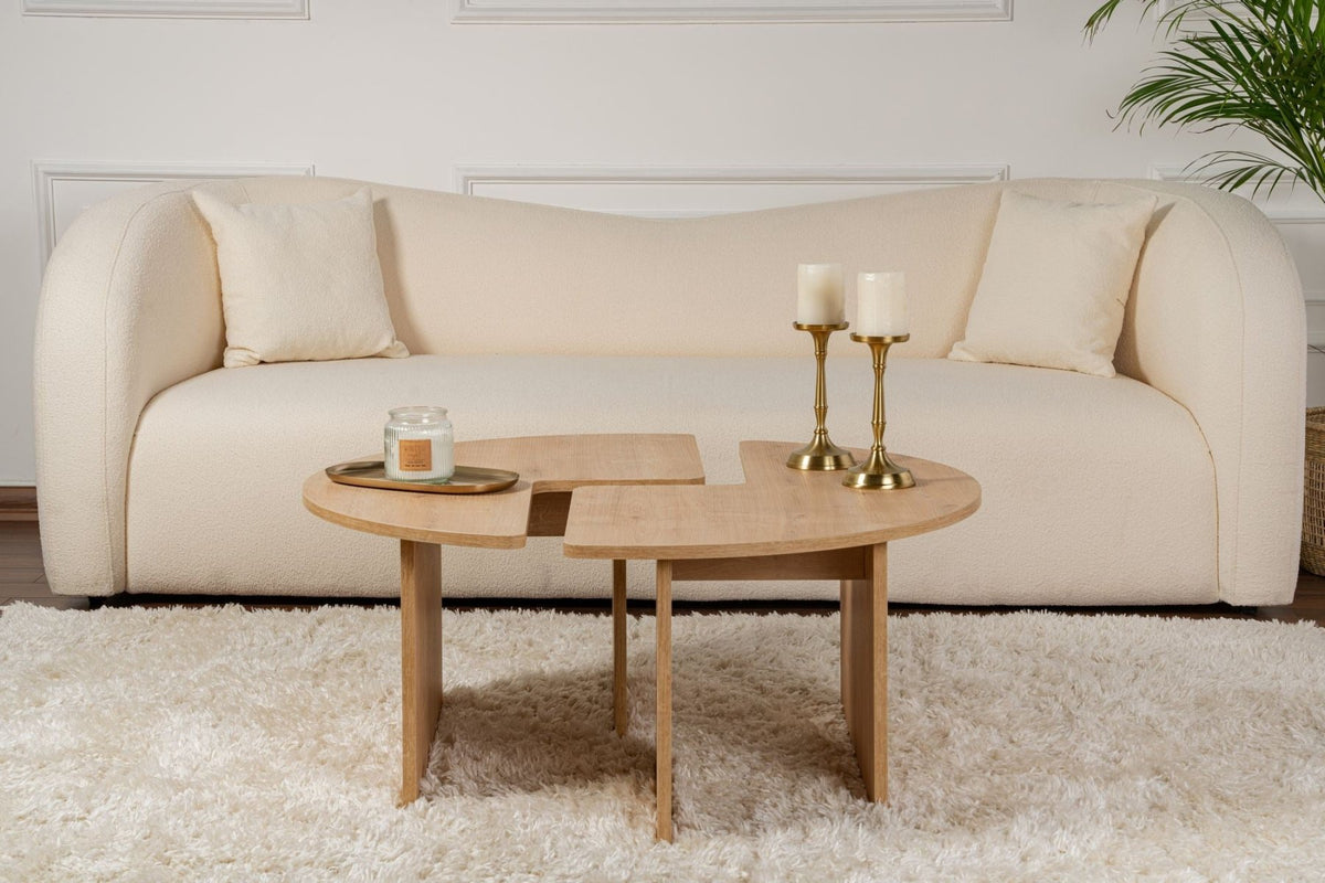 Coffee tables - Round Coffee Table Moari Oak Melamine 90 cm - Dimehouse