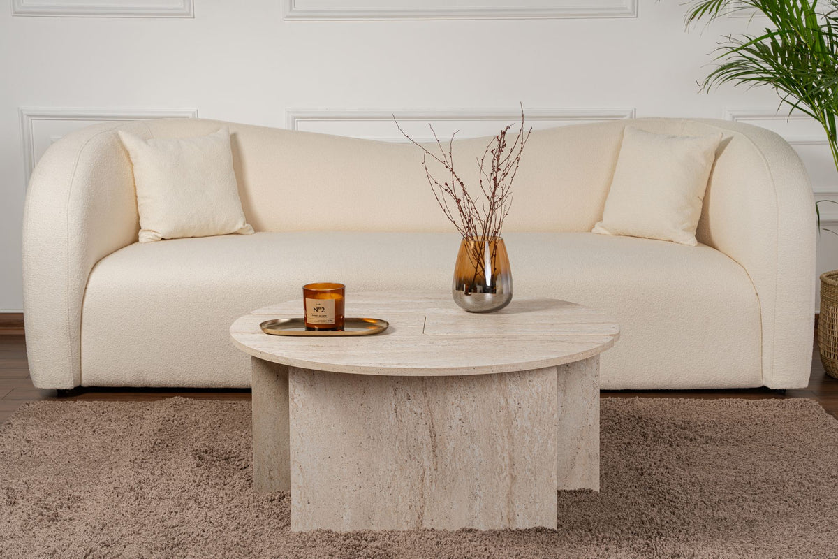 Coffee tables - Coffee table Set of 2 Travertine Maira - Melamine - Dimehouse