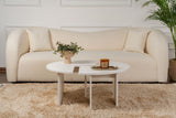 Coffee tables - Round Coffee Table Moari Wood Look White Melamine 90 cm - Dimehouse