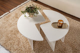 Coffee tables - Round Coffee Table Moari Wood Look White Melamine 90 cm - Dimehouse