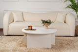 Coffee tables - Round Coffee Table Moari Wood Look White Melamine 90 cm - Dimehouse