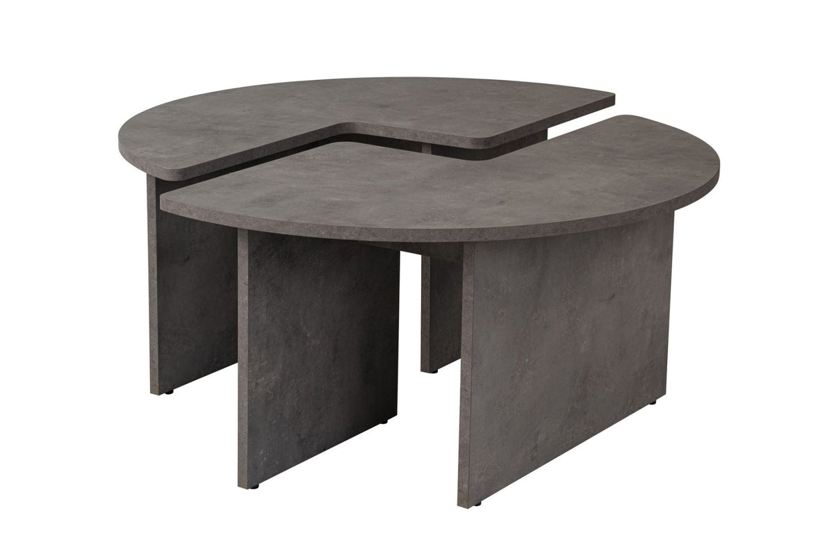 Coffee tables - Round Coffee Table Moari Concrete Look Gray Melamine 90 cm - Dimehouse